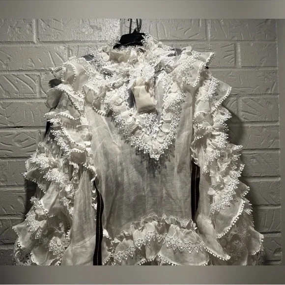 New Authentic Zimmermann Crush Heart Trim Long Sleeve Minidress Size Medium - Picture 7 of 15